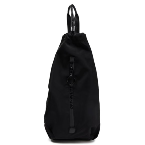 AUTH OFF-WHITE LEATHER TRIMMED LOGO PRINT SHELL BACKPACK W DUST BAG ITALY - Picture 1 of 11